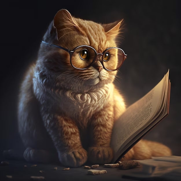 cat with glasses