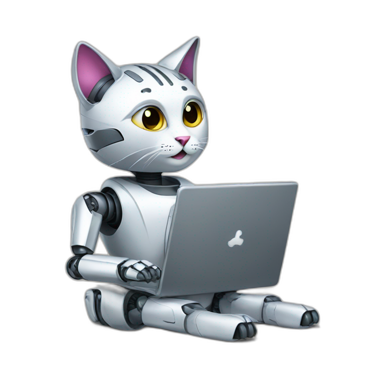 android cat with a laptop
